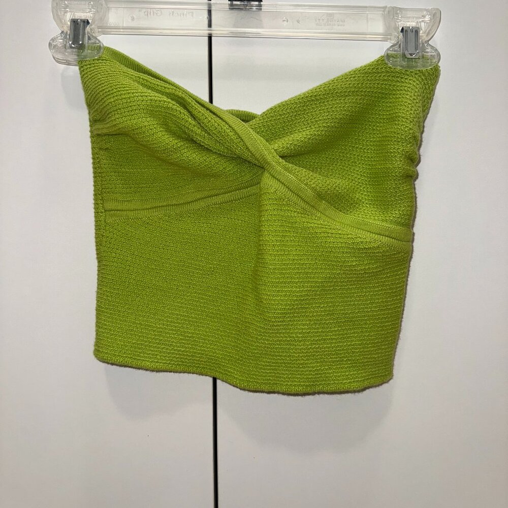 American Eagle Green Cropped Sweater Knit Twist Tube Top